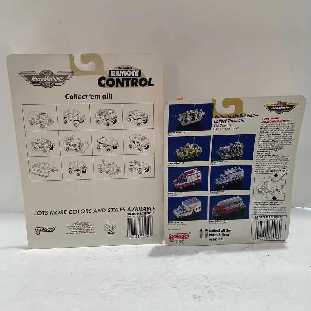 MICRO MACHINES Remote Control Fire Truck 1989 Sealed. And Blaze And Roar 7440